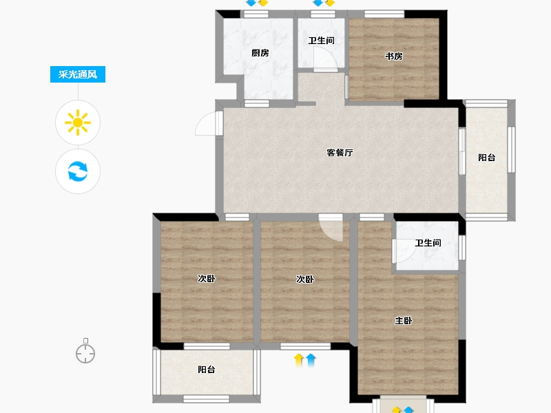 江苏省-盐城市-德惠尚书房锦苑-95.21-户型库-采光通风