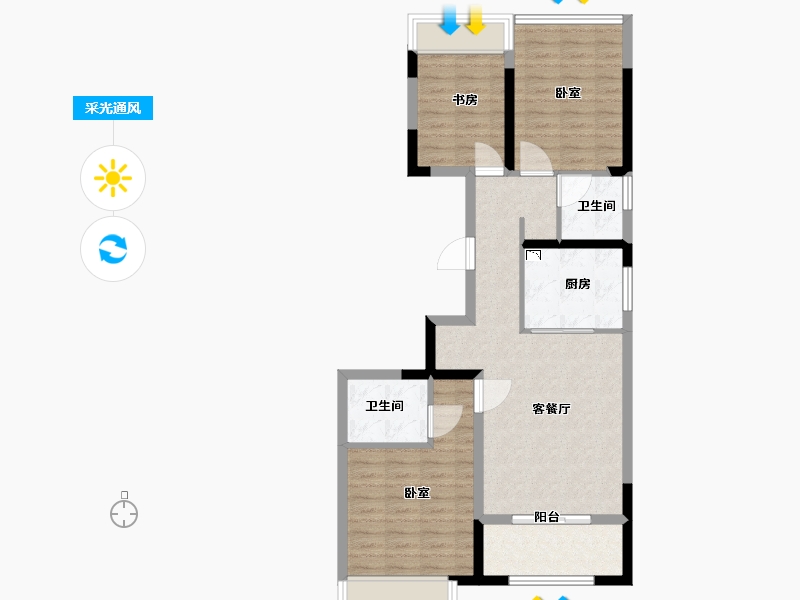 江苏省-苏州市-越秀江南悦府-79.99-户型库-采光通风