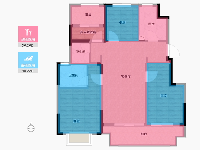 江苏省-苏州市-金地浅山风华-86.00-户型库-动静分区