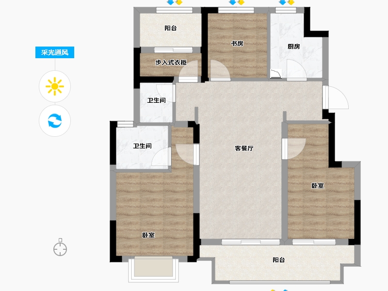 江苏省-苏州市-金地浅山风华-86.00-户型库-采光通风