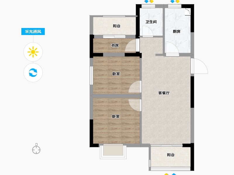 江苏省-苏州市-金地浅山风华-66.00-户型库-采光通风