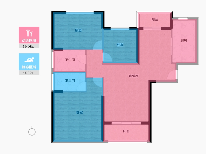 江苏省-无锡市-无锡恒大绿洲-94.60-户型库-动静分区