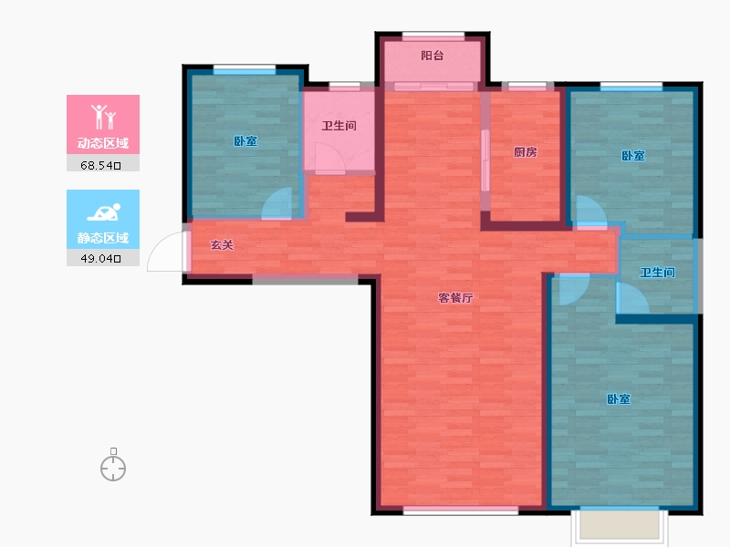 甘肃省-兰州市-天昱凤凰城三期(2)-105.47-户型库-动静分区