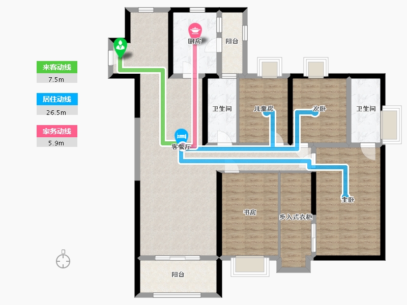 陕西省-西安市-华侨城天鹅堡五期-133.00-户型库-动静线