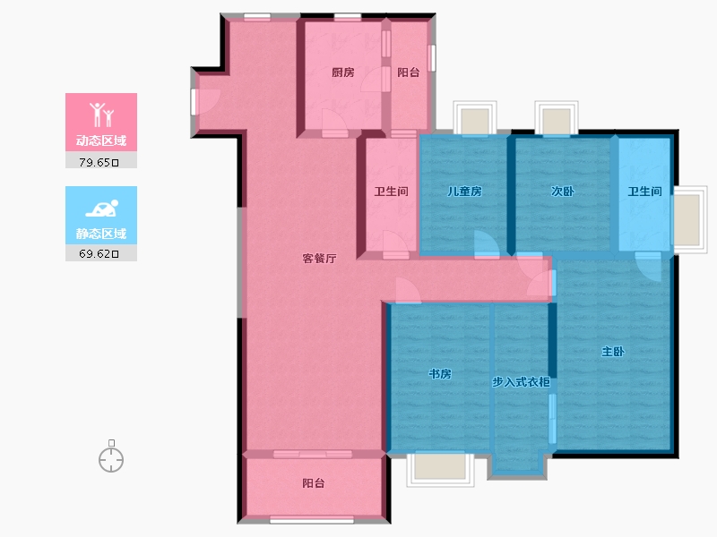 陕西省-西安市-华侨城天鹅堡五期-133.00-户型库-动静分区