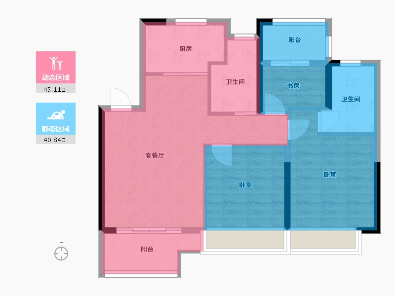 江苏省-苏州市-翡丽云庭-77.00-户型库-动静分区