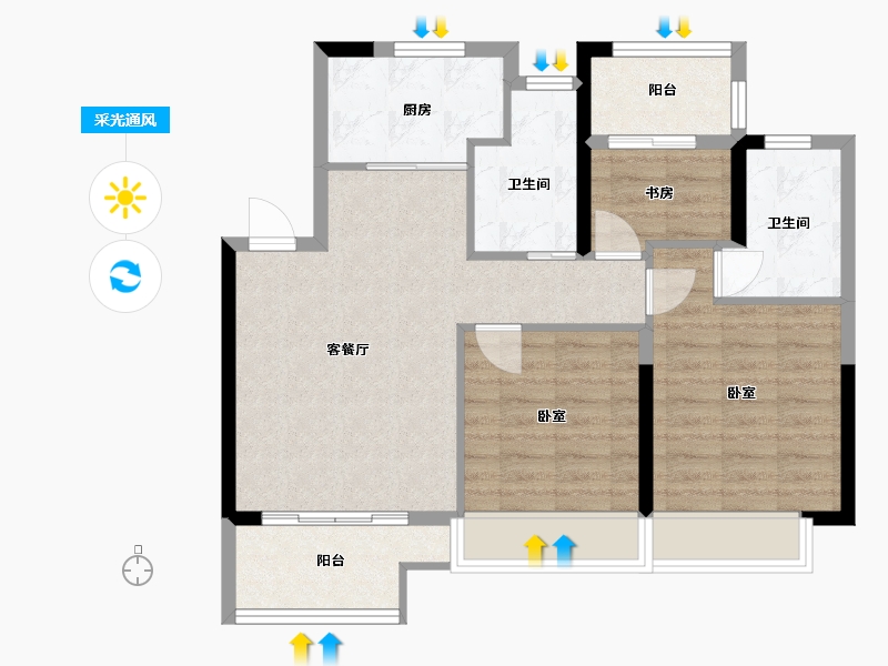 江苏省-苏州市-翡丽云庭-77.00-户型库-采光通风