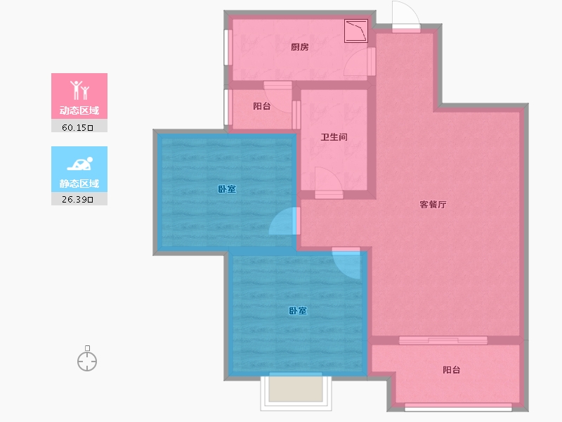 陕西省-咸阳市-青龙紫薇花园-76.18-户型库-动静分区