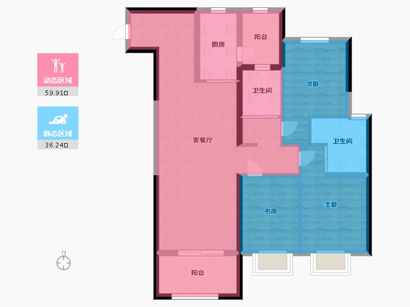 陕西省-西安市-华侨城天鹅堡五期-85.17-户型库-动静分区