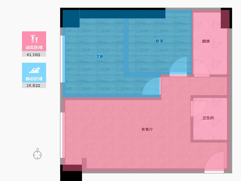 陕西省-西安市-当代宏府MOMΛ-58.66-户型库-动静分区