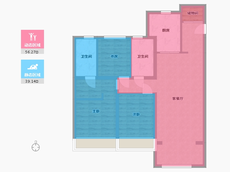 黑龙江省-哈尔滨市-华润置地·萬象府-84.96-户型库-动静分区