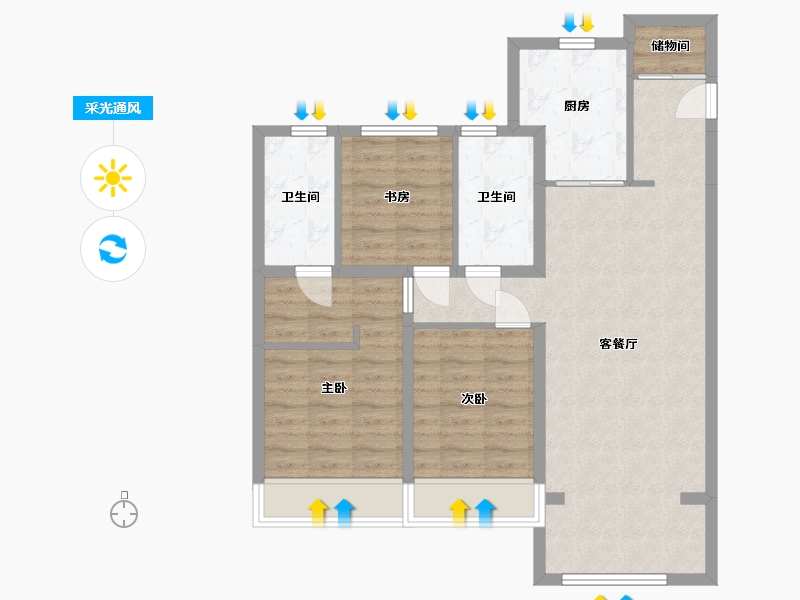 黑龙江省-哈尔滨市-华润置地·萬象府-84.96-户型库-采光通风