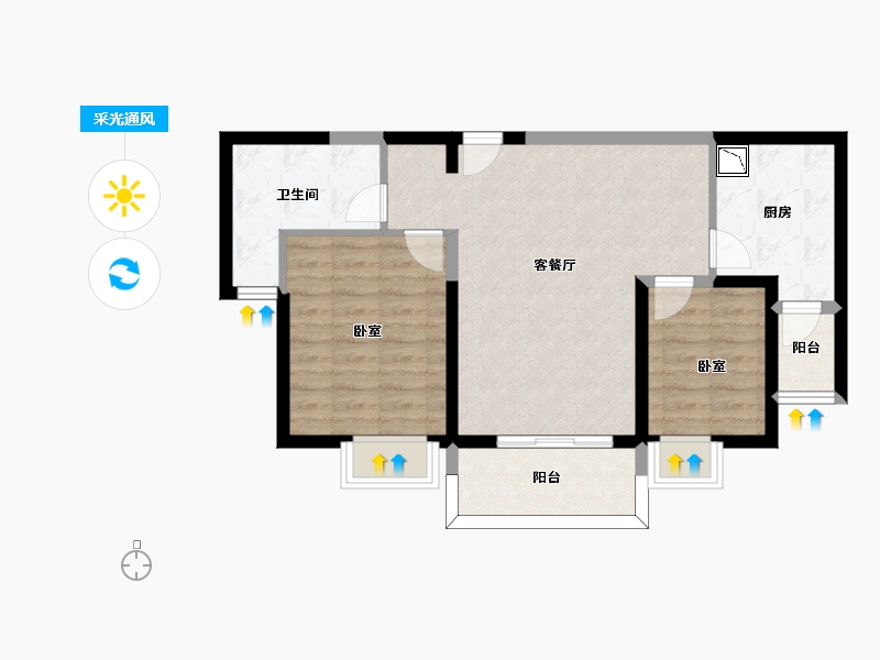 江苏省-无锡市-无锡恒大绿洲-69.87-户型库-采光通风