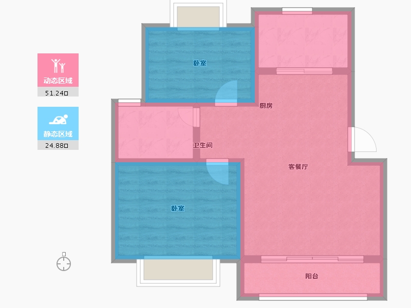 江苏省-徐州市-山坡上的洋房-68.01-户型库-动静分区