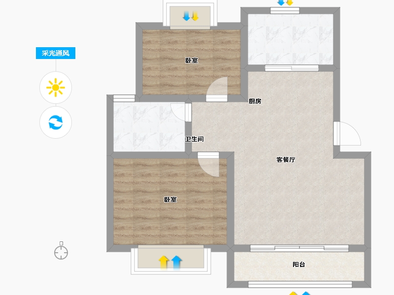 江苏省-徐州市-山坡上的洋房-68.01-户型库-采光通风