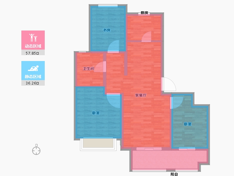 安徽省-宿州市-徐州吾悦广场-83.99-户型库-动静分区