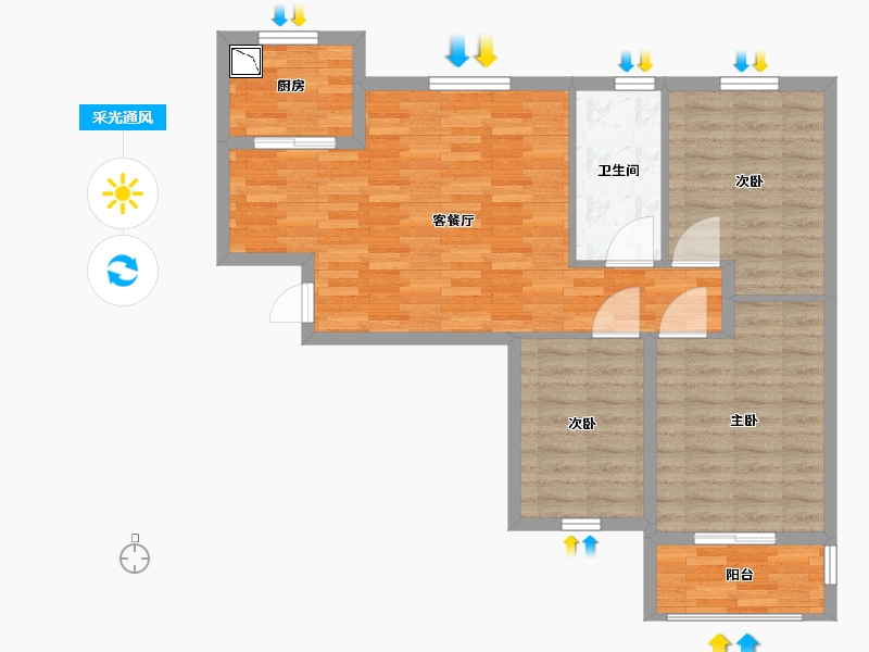 陕西省-西安市-望贤城启-81.70-户型库-采光通风