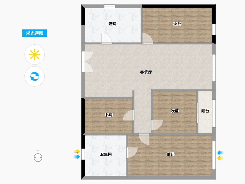 陕西省-西安市-华侨城天鹅堡五期-109.15-户型库-采光通风