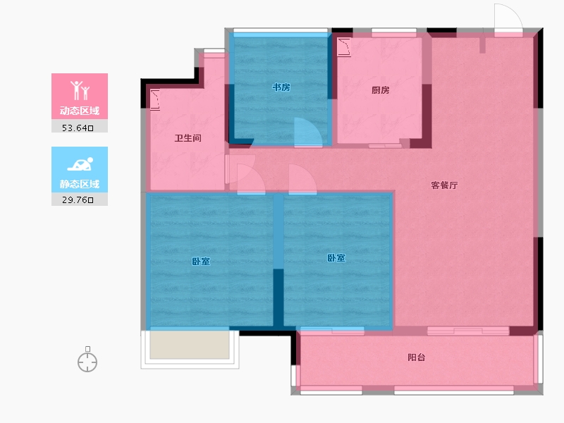 江苏省-苏州市-越秀江南悦府-73.96-户型库-动静分区