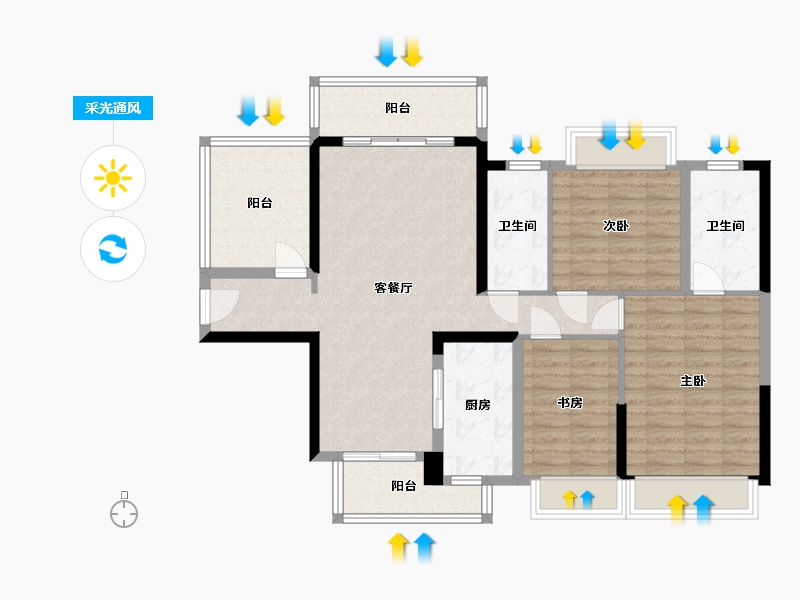 广东省-湛江市-敏捷悦江府-101.95-户型库-采光通风