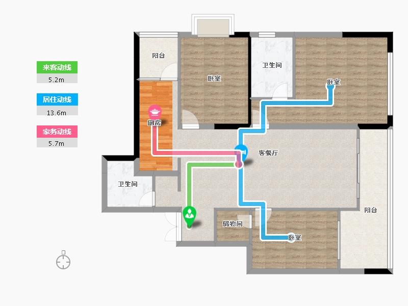 云南省-楚雄彝族自治州-花园美郡-114.23-户型库-动静线