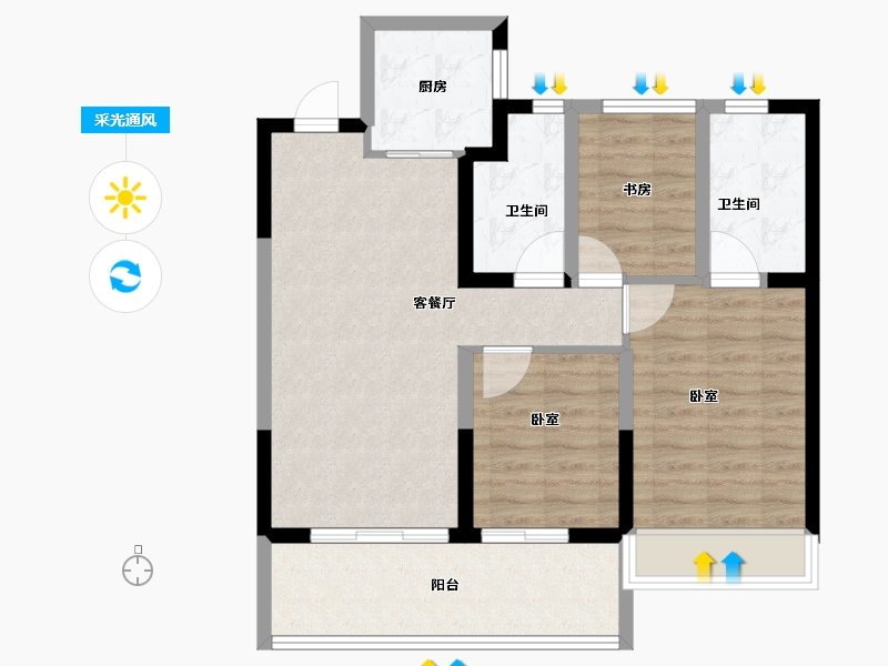 江苏省-苏州市-建发尚虞院-79.91-户型库-采光通风