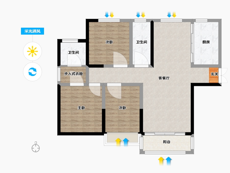 甘肃省-天水市-恒盛瑞府-103.09-户型库-采光通风