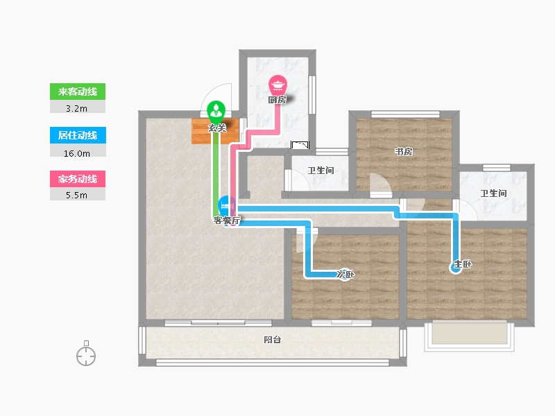 陕西省-宝鸡市-水木华院-91.00-户型库-动静线