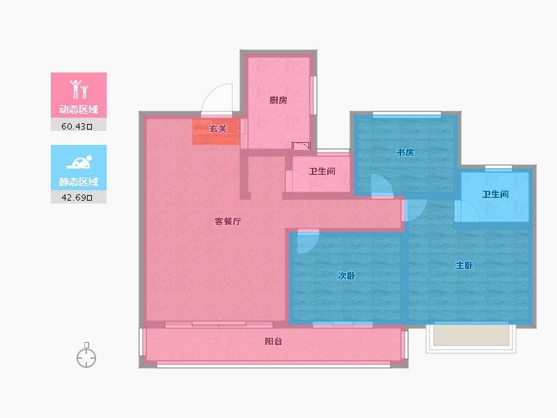 陕西省-宝鸡市-水木华院-91.00-户型库-动静分区