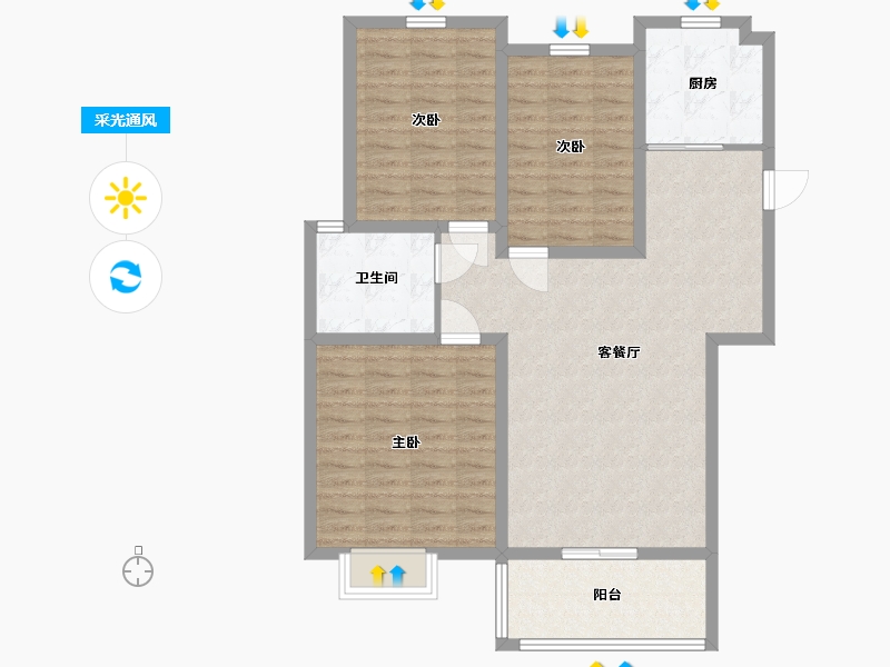 江苏省-盐城市-时代国际-95.66-户型库-采光通风