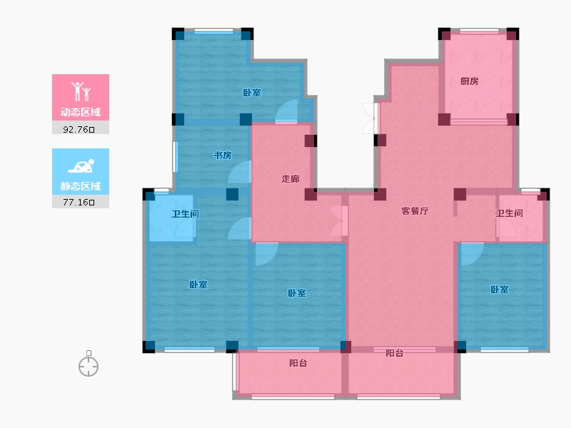 江苏省-扬州市-佳源西峰玖墅-151.99-户型库-动静分区