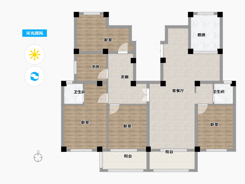 江苏省-扬州市-佳源西峰玖墅-151.99-户型库-采光通风