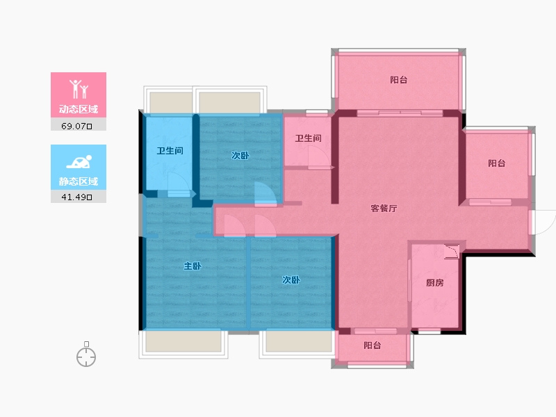 海南省-三亚市-保利碧桂园悦府-98.36-户型库-动静分区