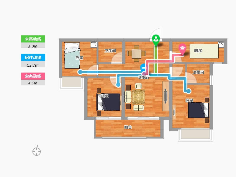 陕西省-西安市-惠风壹品-71.02-户型库-动静线