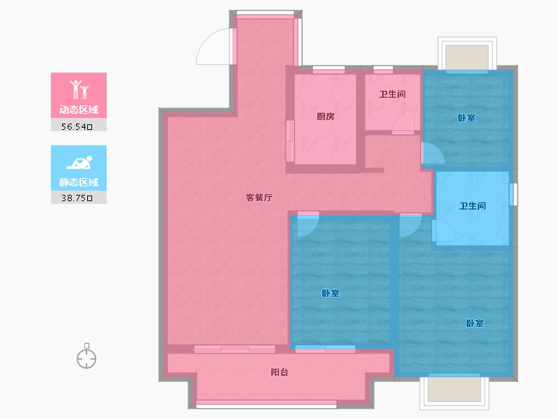 江苏省-常州市-光明当代拾光里-84.99-户型库-动静分区