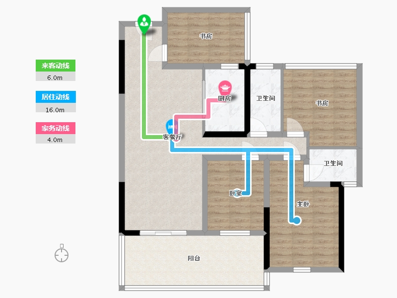 广西壮族自治区-玉林市-万昌东方韵-105.76-户型库-动静线