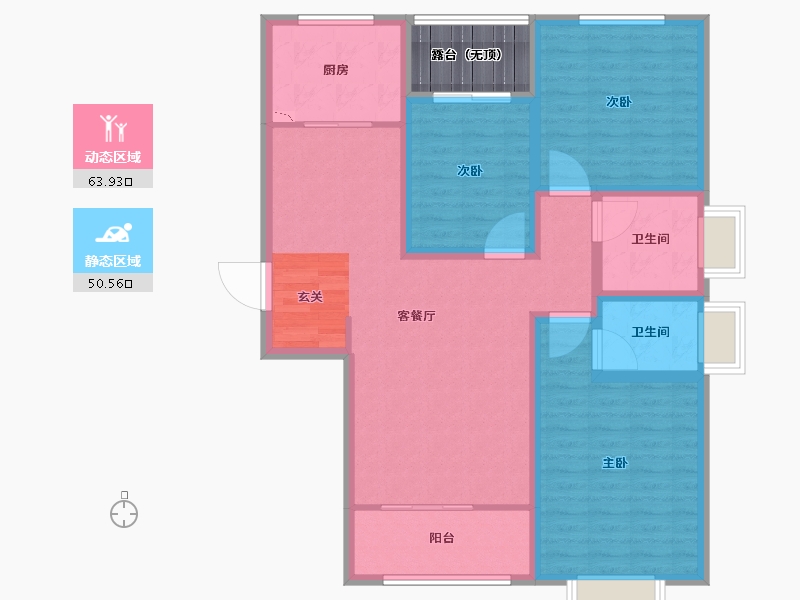 陕西省-宝鸡市-京城揽盛苑-107.01-户型库-动静分区