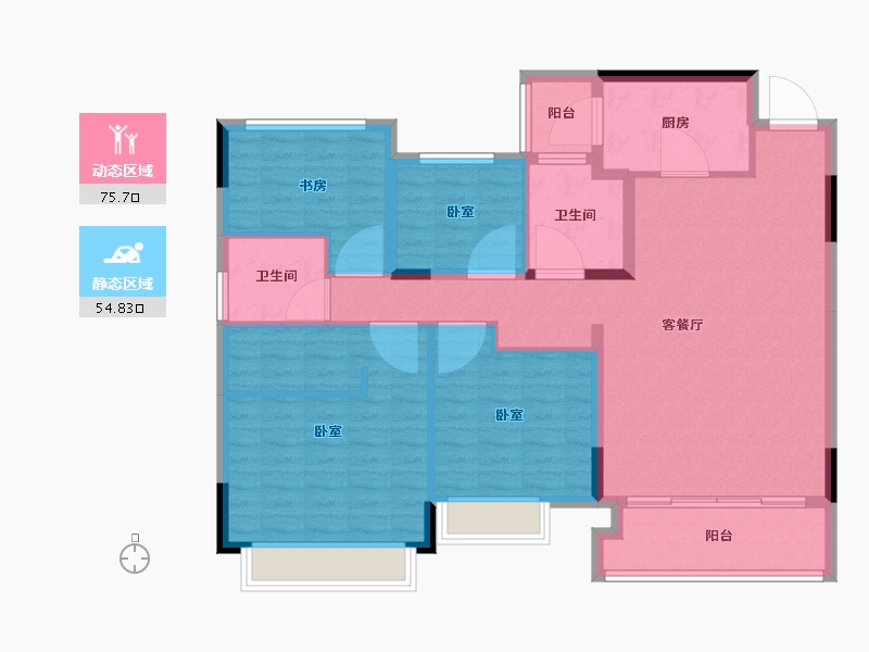 贵州省-遵义市-恒大翡翠华庭-118.10-户型库-动静分区