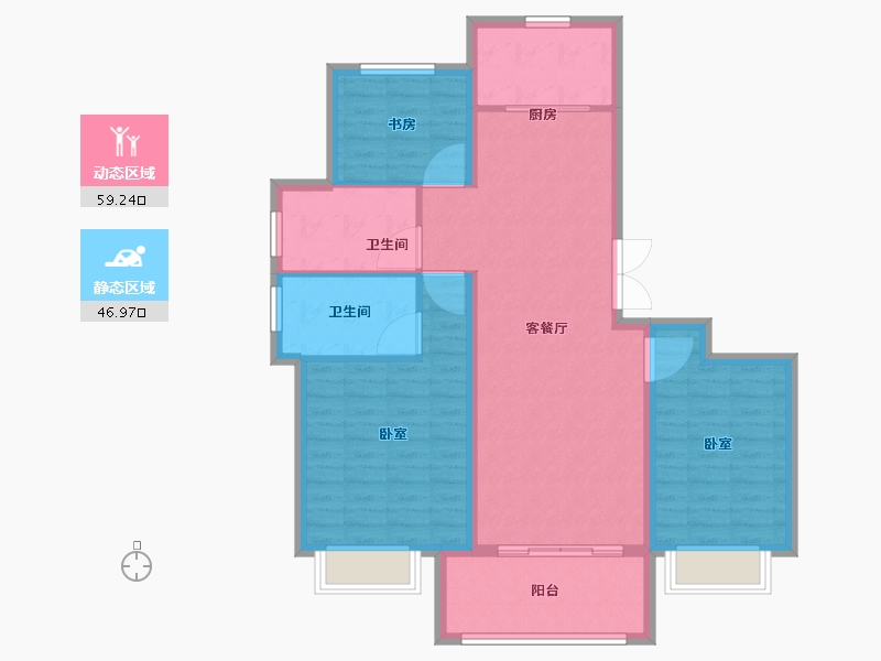 安徽省-宿州市-绿城岱湖世纪城金桂园-96.01-户型库-动静分区