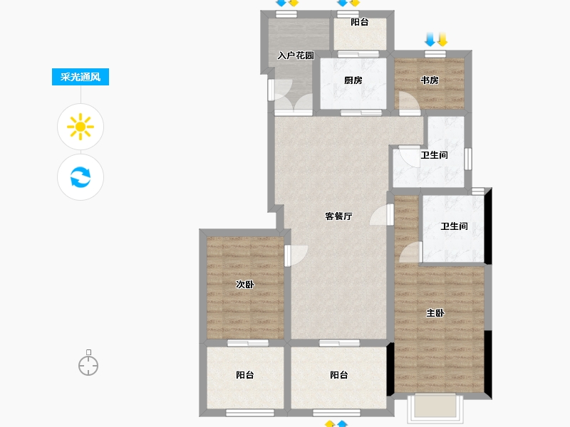 江苏省-南通市-正泰江岸水苑-96.00-户型库-采光通风