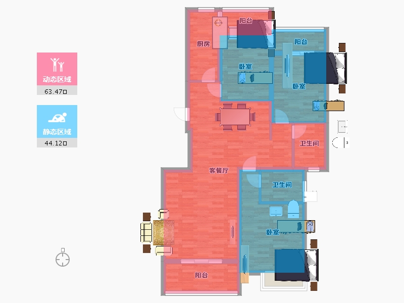 江苏省-镇江市-诚基景天花园·观复-96.00-户型库-动静分区