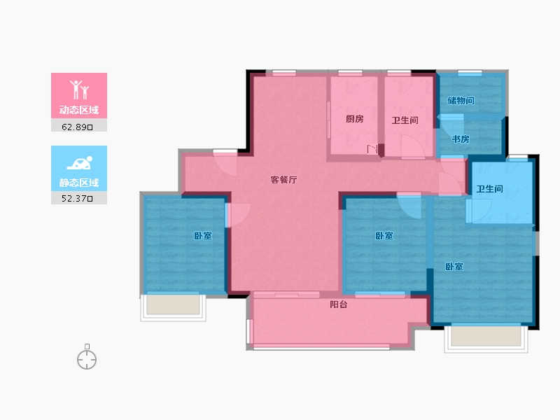 江苏省-镇江市-阳光城·尚海茗苑-102.00-户型库-动静分区