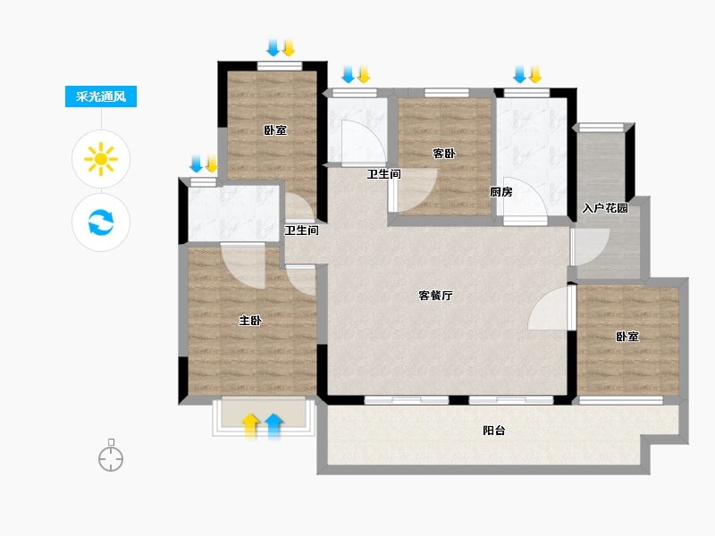 江苏省-镇江市-路劲·港欣城-104.00-户型库-采光通风