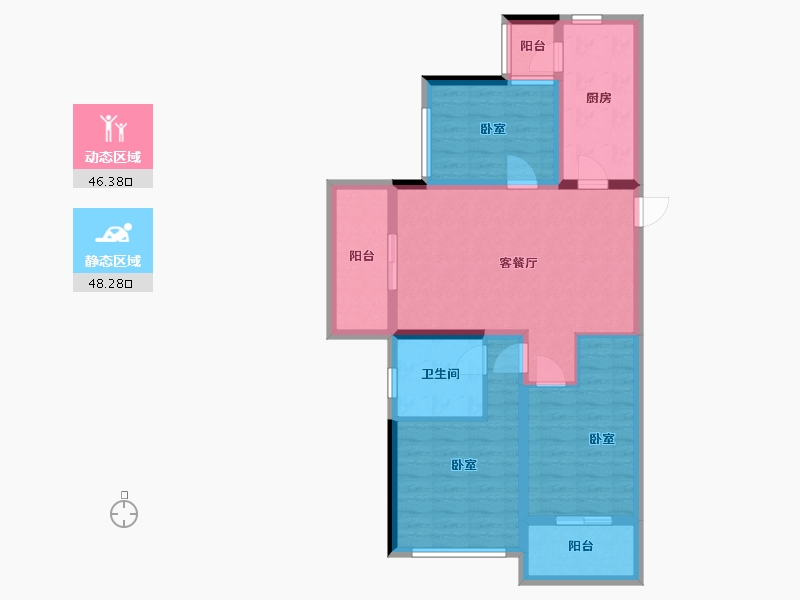 江苏省-扬州市-恒大观澜府-83.68-户型库-动静分区