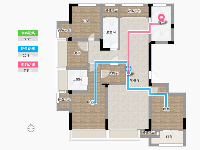 江苏省-苏州市-融创金成·湖山赋-108.02-户型库-动静线