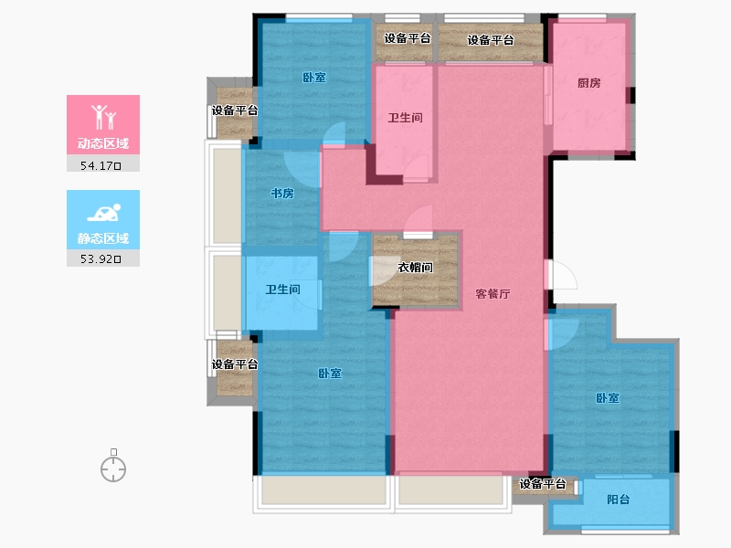 江苏省-苏州市-融创金成·湖山赋-108.02-户型库-动静分区