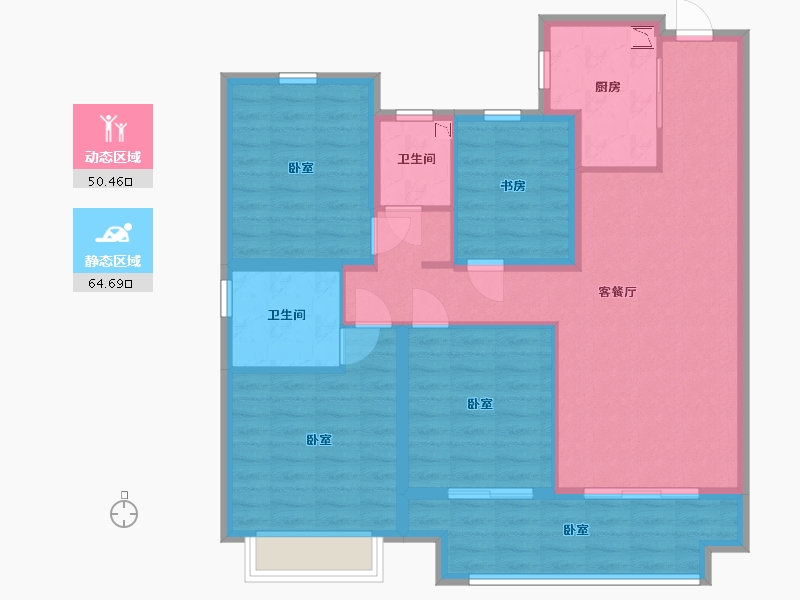 江苏省-镇江市-融创云阳·华南映-103.00-户型库-动静分区