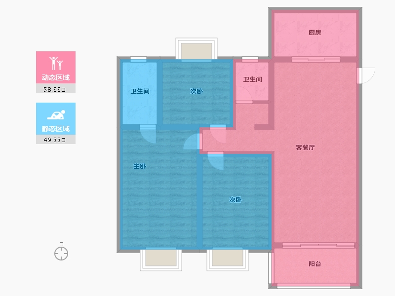 江苏省-盐城市-绿洲麒麟府-96.00-户型库-动静分区