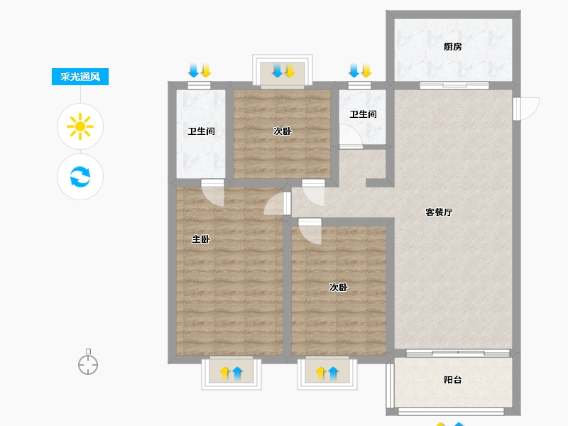 江苏省-盐城市-绿洲麒麟府-96.00-户型库-采光通风