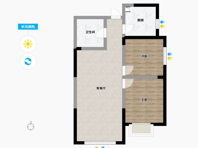 甘肃省-兰州市-北城蘭庭-61.50-户型库-采光通风